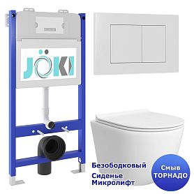 Комплект: Инсталляция JK03351 + Кнопка JK020522WM белая + Stella T JK1121064 унитаз белый, смыв Торнадо - фото 1