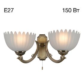 Бра Citilux Севилья CL414323, арматура бронза, плафоны стекло белое - фото 1