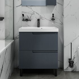 Тумба под раковину Санта Альтаир 70, напольная, 2 ящика, цвет графит матовый - фото 1