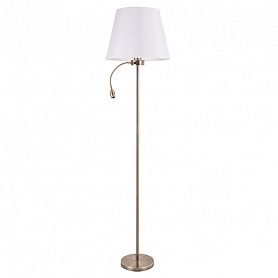 Торшер Arte Lamp Elba A2581PN-2AB, арматура бронза, плафон ткань белая, 38х38 см - фото 1