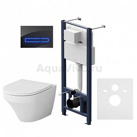 Комплект AM.PM IS450A38.501700 унитаза Inspire FlashClean с сиденьем микролифт и инсталляции c черной кнопкой - фото 1