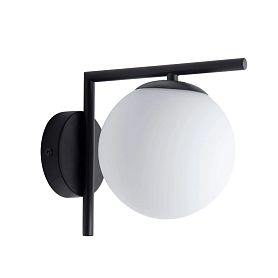Бра Arte Lamp Bolla-Unica A1924AP-1BK, арматура черный, плафон стекло белое - фото 1