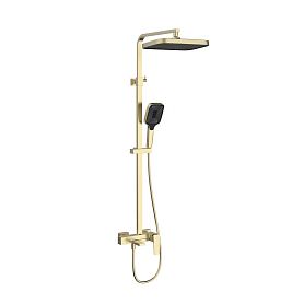 Душевая стойка Vincea Cube VSFS-4C12BG, с верхним душем, смесителем, цвет брашированное золото - фото 1