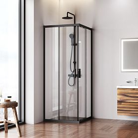 Душевой уголок AM.PM Gem W90G-403-8080-BT 80x80, стекло прозрачное, профиль черный матовый - фото 1