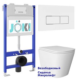 Комплект: Инсталляция JK03351 + Кнопка JK206549 белая / хром + Verna JK3021022 белый унитаз - фото 1