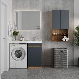 Мебель для ванной Оника Милтон Нова 110, с тумбой 48 см,с ящиками, цвет серый / дуб сонома - фото 1