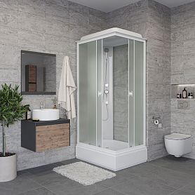 Душевая кабина Niagara Promo P110/80/26Q/MT 110х80, стекло матовое, профиль белый, с крышей  - фото 1