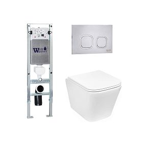 Комплект Weltwasser 10000011848 унитаза Gelbach 043 GL-WT с сиденьем микролифт и инсталляции Amberg 350 ST с кнопкой Amberg RD-MT CR хром - фото 1
