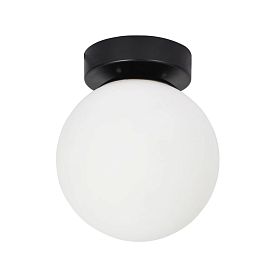 Настенно-потолочный светильник Arte Lamp Alcor A2224PL-1BK, арматура черная, плафон стекло белое - фото 1