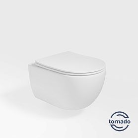 Унитаз Vincea Evo Tornado VT1-34ST подвесной, безободковый, смыв Торнадо, с сиденьем микролифт, цвет белый - фото 1