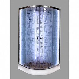 Душевая кабина Deto EM 1510 N LED 100х100, стекло матовое узорчатое, профиль хром, с подсветкой и гидромассажем, без крыши - фото 1