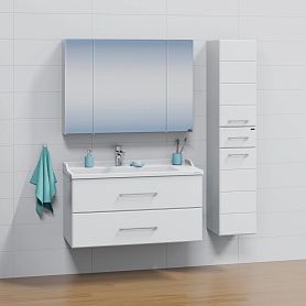 Мебель для ванной Санта Омега 100 подвесная, с ящиками, цвет белый - фото 1