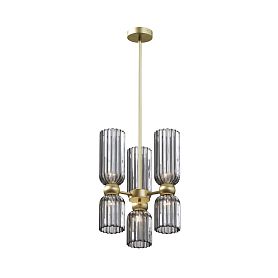 Подвесной светильник Maytoni Antic MOD302PL-06GR, арматура золото, профиль стекло серое - фото 1