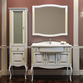 Мебель для ванной Опадирис Лаура 120, цвет белый с золотой патиной - фото 1