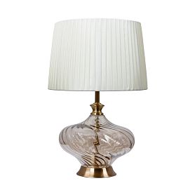 Декоративная настольная лампа Arte Lamp Nekkar A5044LT-1PB, арматура полированная медь, плафон ткань бежевая - фото 1