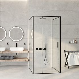 Душевой уголок WasserKRAFT Elbe 74P43 90x90, стекло прозрачное, профиль черный матовый - фото 1