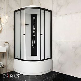 Душевая кабина Parly Bett B821 80х80, стекло матовое, профиль черный матовый, с крышей - фото 1