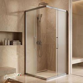 Душевой уголок CeruttiSPA Adelina GG-90-100 (90-100)x(90-100), стекло матовое, профиль серый матовый - фото 1
