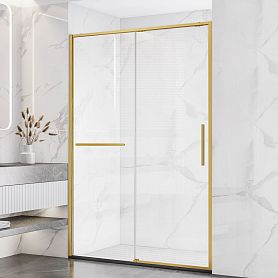 Душевая дверь Vincea Slim Soft VDS-1SS Slim Soft 130x200, стекло прозрачное, профиль брашированное золото - фото 1