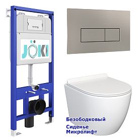 Комплект: Инсталляция JK01150 + Кнопка JK204546 сталь + Stella JK1061016 белый унитаз - фото 1