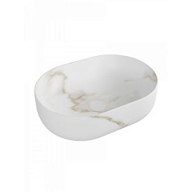Раковина JOKI Стоун JK3864052 накладная, 49x35 см, цвет мрамор белый матовый - фото 1