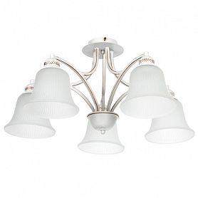 Потолочная люстра Arte Lamp Emma A2713PL-5WG, арматура белая / золото, плафоны стекло белое, 65х65 см - фото 1