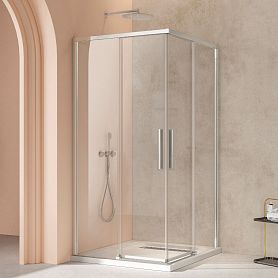 Душевой уголок Vincea Slim VSS-4SL 100x100, стекло прозрачное, профиль хром - фото 1