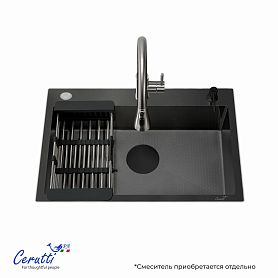 Кухонная мойка Ceruttispa Gloria 6045B Nano Black, 60х45 см, цвет графит - фото 1