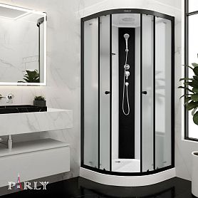 Душевая кабина Parly Bett B931 90х90, стекло матовое, профиль черный матовый, с крышей - фото 1
