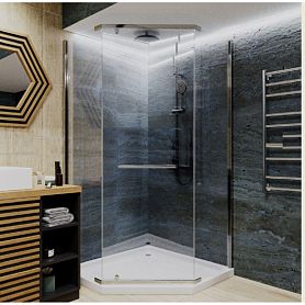 Душевой уголок CeruttiSPA Chika ZP91T 90x90, с полотенцедержателем, стекло прозрачное, профиль хром глянцевый - фото 1