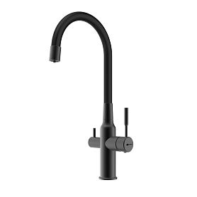 Смеситель Lemark Expert LM5083BL-Black для кухни, с гибким изливом, под фильтр, цвет черный - фото 1