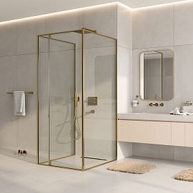 Душевой уголок WasserKRAFT Aisch 55P43 90x90, стекло прозрачное, профиль золото матовое - фото 1
