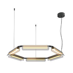 Подвесной светильник Maytoni Flat MOD296PL-L60BS3K, арматура черная / латунь, профиль стекло серое - фото 1