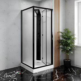 Душевая кабина Ceruttispa Bella 90BF 90x90, стекло матовое, профиль черный матовый - фото 1