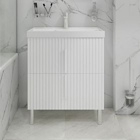 Тумба под раковину Санта Юпитер 70, напольная, 2 ящика, цвет белый глянец - фото 1