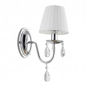 Бра Arte Lamp Melisa A9123AP-1CC, арматура хром / прозрачный, плафон ткань белый, 14х27 см - фото 1