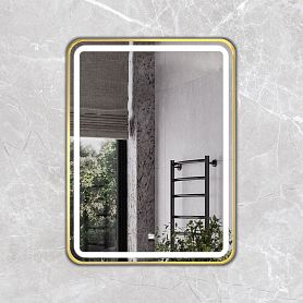 Зеркало Comforty Ситара 60, с подсветкой, цвет золото - фото 1