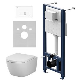 Комплект AM.PM IS47001.601900: Инсталляция Pro + Кнопка Pro S белая + Унитаз Libre Aquaspin C601900SC белый - фото 1
