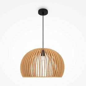 Подвесной светильник Maytoni Roots MOD195PL-01W1, арматура черная, профиль дерево бежевое - фото 1