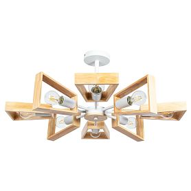 Подвесная люстра Arte Lamp Brussels A8030PL-8WH, арматура белый, плафон дерево бежевое - фото 1