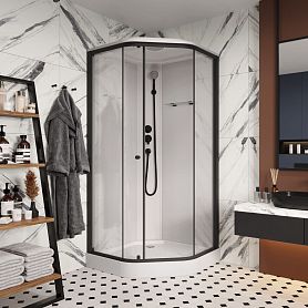 Душевая кабина Parly P91B 90x90, стекло прозрачное, профиль черный - фото 1