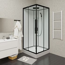 Душевая кабина Parly Ami Quadro 90x90, стекло прозрачное, профиль черный - фото 1