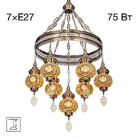 Подвесная люстра Citilux Каир CL419165, арматура бронза, плафоны стекло янтарный - фото 1