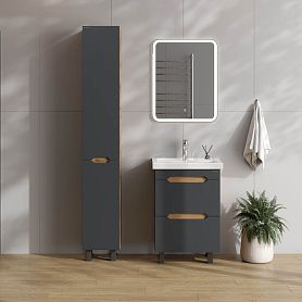 Мебель для ванной Оника Айленд 60, напольная, цвет графит / дуб крафт золотой - фото 1