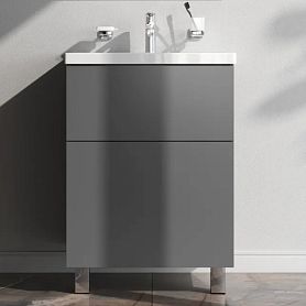 Тумба под раковину AM.PM Gem 60 напольная, 2 ящика, цвет графит матовый - фото 1