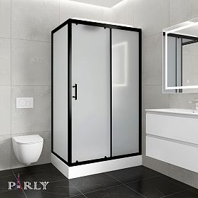 Душевая кабина Parly Bett B120 120х80, стекло матовое, профиль черный матовый, с крышей - фото 1