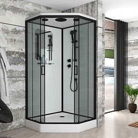 Душевая кабина Niagara Premium NG-6901-01D BLACK 90х90, стекло тонированное, профиль черный матовый, с крышей - фото 1