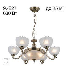 Подвесная люстра Citilux Севилья CL414193, арматура бронза, плафоны стекло белое - фото 1
