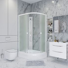 Душевая кабина Niagara Promo P100/70/26L/MT/BK 100х70, левая, стекло матовое, профиль белый, без крыши  - фото 1