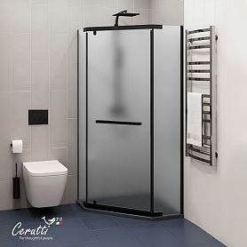 Душевой уголок CeruttiSPA Chika ZP91BF 90x90, стекло матовое, профиль черный матовый - фото 1